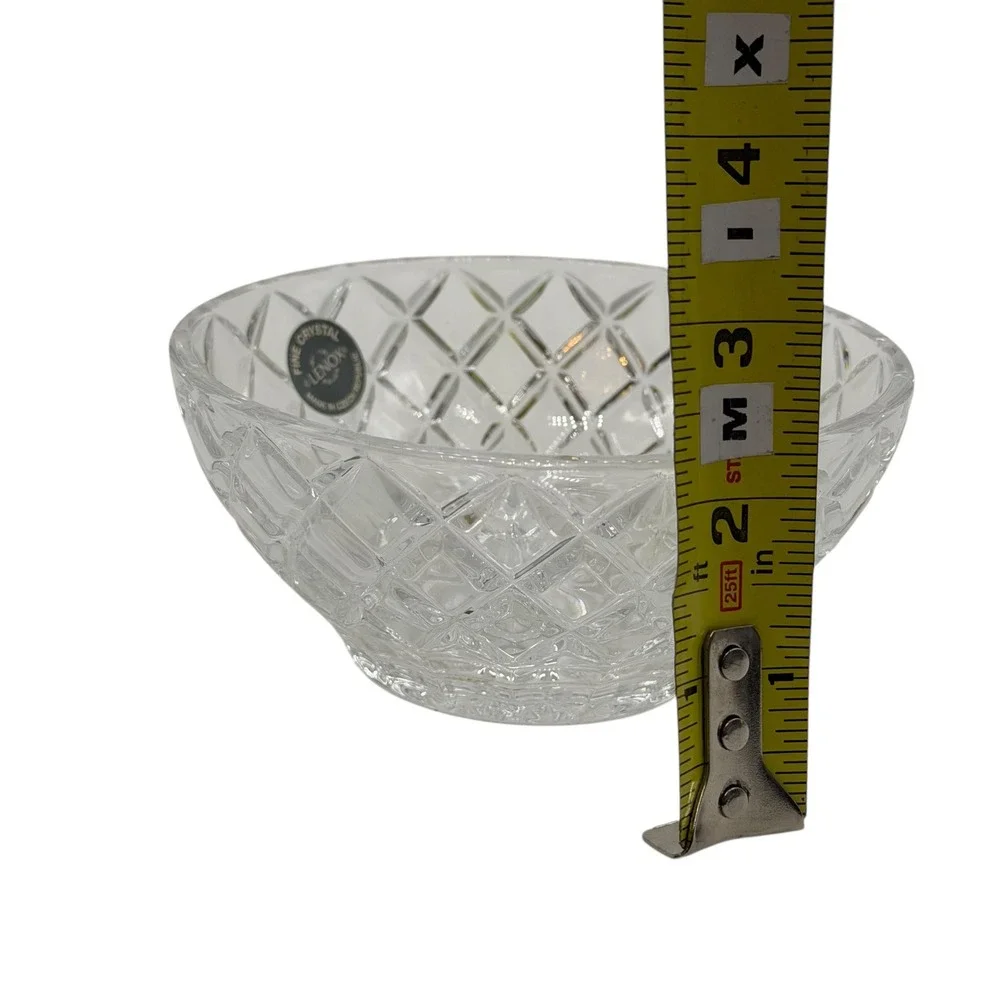 Lenox Fine Crystal Bowl Diamond Cut Glass Serving Dish Czech Republic Excellent